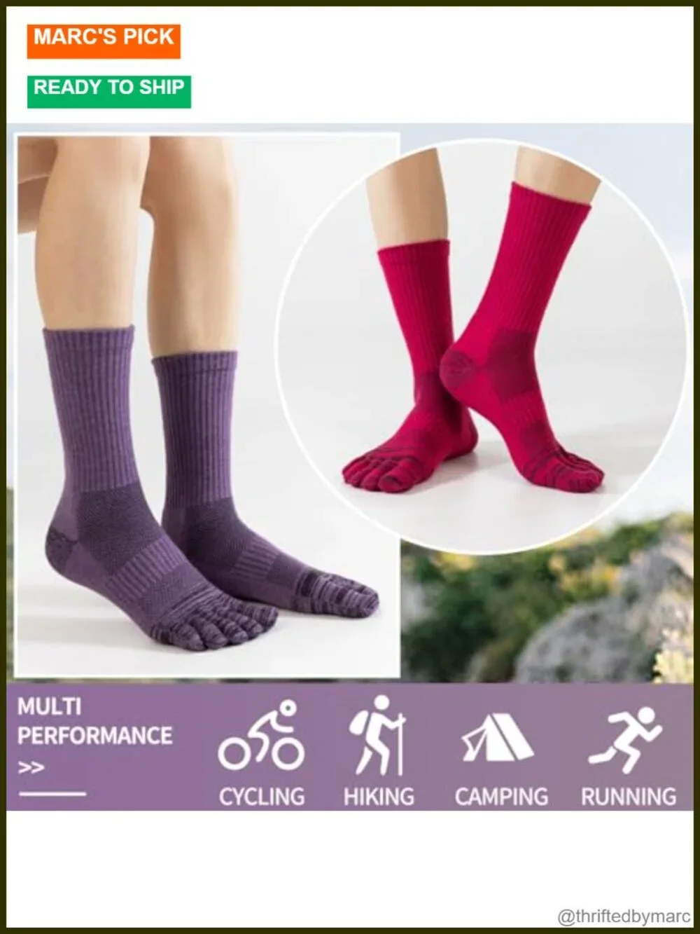 Merino Wool Toe Socks for Hiking Men Women Thermal Winter Boot Cushion 3 Pairs